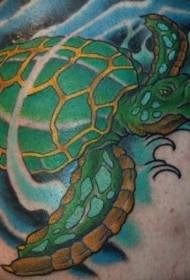 Modeli i tatuazhit të breshkave në ujë me ngjyra të pasme