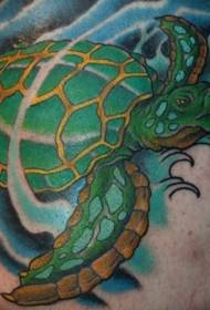 Pattu di tatuaggi di tartaruga in acqua di culore spalle