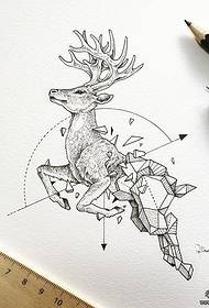 Manoscritto di modello tatuaggio linea geometrica alce