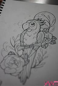 Macaw τατουάζ χειρογράφημα εικόνα