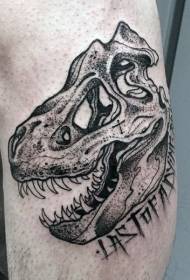 Dinosaurier Schädel Schädel a Bréif Tattoo Muster