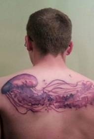 Dječak natrag akvarelni gradijent slike tetovaža meduze