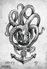 Anchor octopus tattoo manuscript works by tattoo