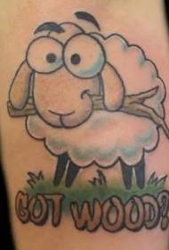 Söpö sarjakuva lampaan tatuointi malli ruoho