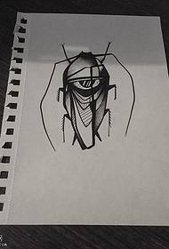 Manuscript line insect tattoo pattern