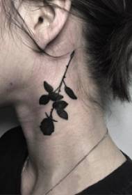 Aroma črnih vilic preprostih linij majhen svež rastlinski vzorec tatoo