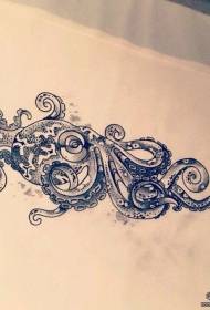 European le American octopus black grey tattoo template