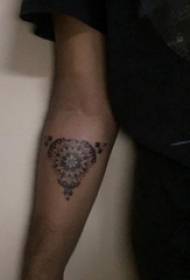 Girl arm on black prick geometric simple line creative plant flower tattoo picture