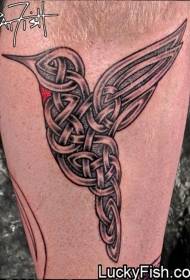 Tatuaggio di design stilizzato colibrì per gambe volanti