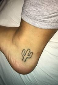 Boys feet on black simple line plant cactus tattoo picture