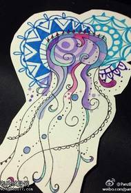Modello manoscritto tatuaggio meduse colorate