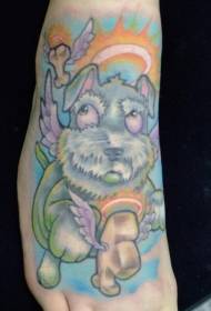 Modello del tatuaggio del collo del cane angelo del collo del piede