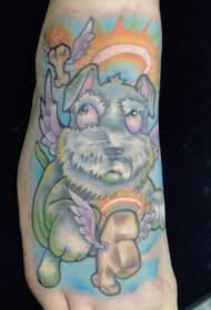 Instep angel dog tattoo pattern