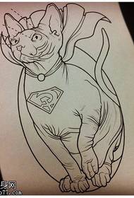 Modèle de manuscrit de tatouage de ligne de chat