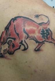 Red Bull Bull with Chinese Character Tattoo Patroon