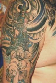 Фантастическая картина татуировки колесницы белого медведя