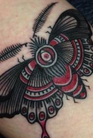 Fermoso patrón de tatuaxe de polilla negra e vermella