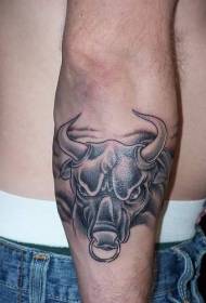 Arm raised angry bull black tattoo pattern