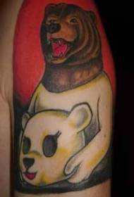 Ang costume sa polar bear nga adunay sumbanan nga tattoo sa brown bear