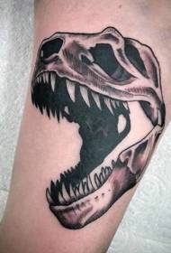 Swartgrys styl dinosourus kop been tattoo patroon