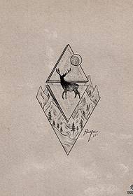 Manuskrip pola tato rusa gunung kecil geometri