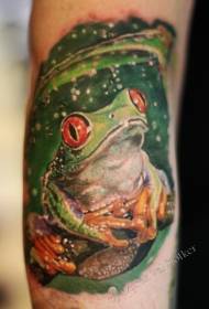 Dath meicniúil patrún tattoo réalaíoch deas frog