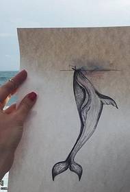 手稿經典鯨魚紋身圖案