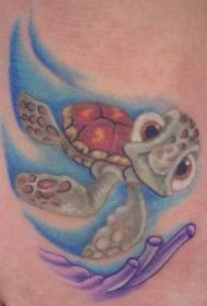 Hombro color movilización del fondo marino tatuaje de tortuga pequeña