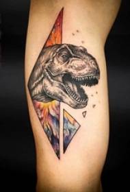 Schoolgirl calf on black sketch painted diamond dinosaur tattoo picture