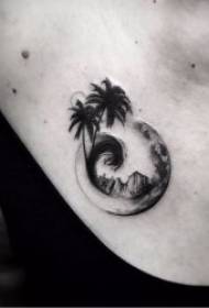 Кокос ағашының татуировкасы иллюстрацияланған кокос ағашының татуировкасы