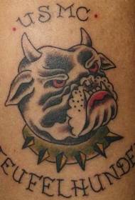 Alfabeto inglês e padrão de tatuagem de cachorro do diabo