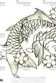 Bellissimo modello di tatuaggio con manoscritto di pesce koi