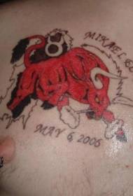 Red bull and taurus symbol tattoo pattern
