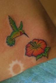 Käsivarren väri pieni kolibri- ja kukkatatuointikuvio