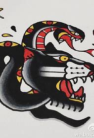 Modello di tatuaggio di pantera nera serpente manoscritto