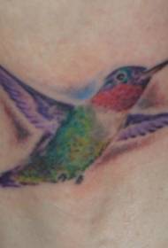 Rankos spalvos mažas kolibris skraidantis tatuiruotės paveikslėlis