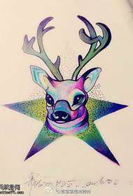 Slika rokopisa z zvezdicami petokrake zvezdaste tetovaže antilopa