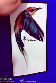 Kolor wzór rękopis tatuaż kolibra