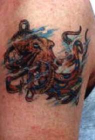 Txiv neej lub xub pwg xim octopus tattoo qauv