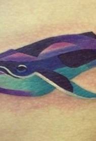 ألوان مائية جميلة الحوت الأزرق نمط الوشم