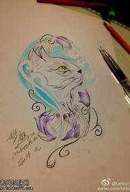 Cat tattoo manuscript pattern