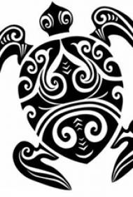 Černá čára skica kreativní zábava dominantní želva tetování rukopis