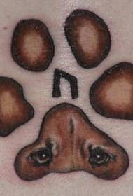 Impronta di cani è mudellu di tatuaggi di ochji