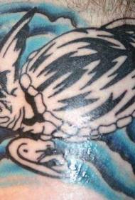 Black turtle with blue sea tattoo pattern
