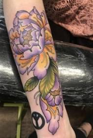 Braccio da scolaretta dipinto gradiente semplice linea astratta immagine fiore pianta tatuaggio