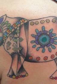 Modello di tatuaggio rinoceronte colorato sul retro
