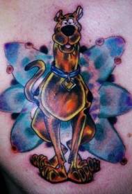Cartoon šuo spalvingas tatuiruotės modelis