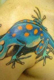 Ludi plavi kameleon uzorak tetovaže na ramenu