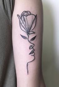 Pianta Tatuaggio Creativo Viso Creativo _9 Piante Creative Volto Umano Linea Semplice Immagine Modello Tatuaggio