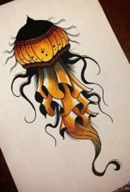 Água-viva escolar europeia e americana pintada tatuagem padrão manuscrito